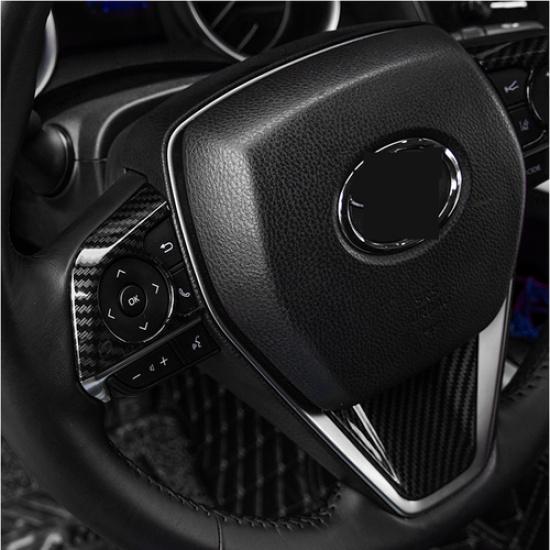 Carbon Fiber Steering Wheel Decor Frame Trim 3PCS For Toyota Camry 2018-