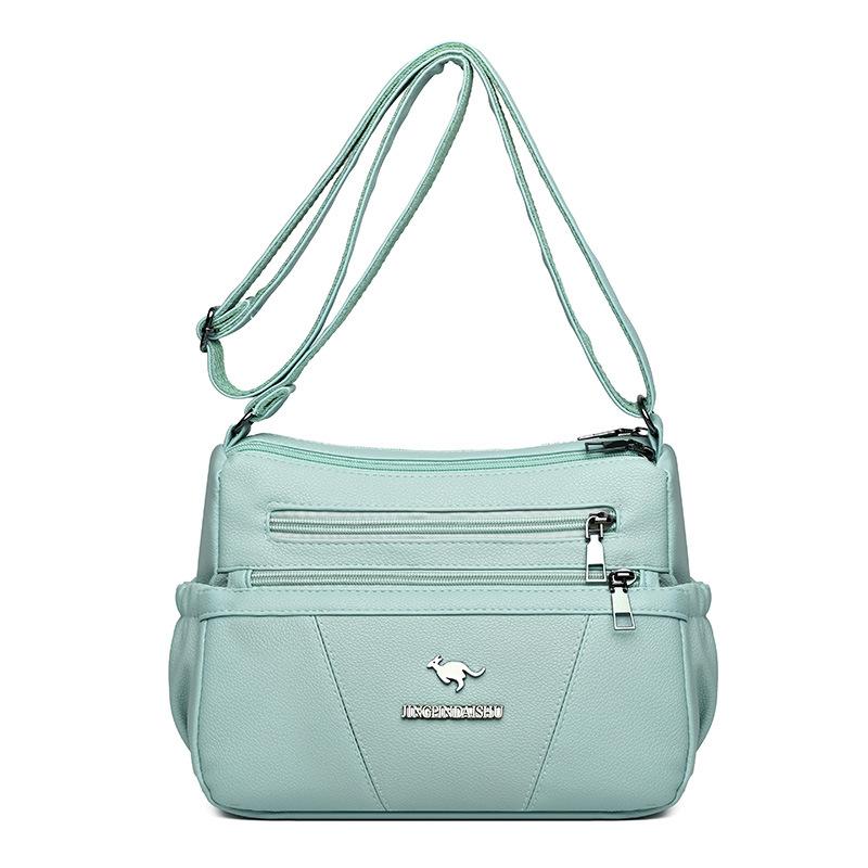 Borsa da donna in morbida pelle, grande capacità, borsa per mamma di mezza età, borsa a tracolla multistrato, borsa per cellulare, piccola borsa quadrata