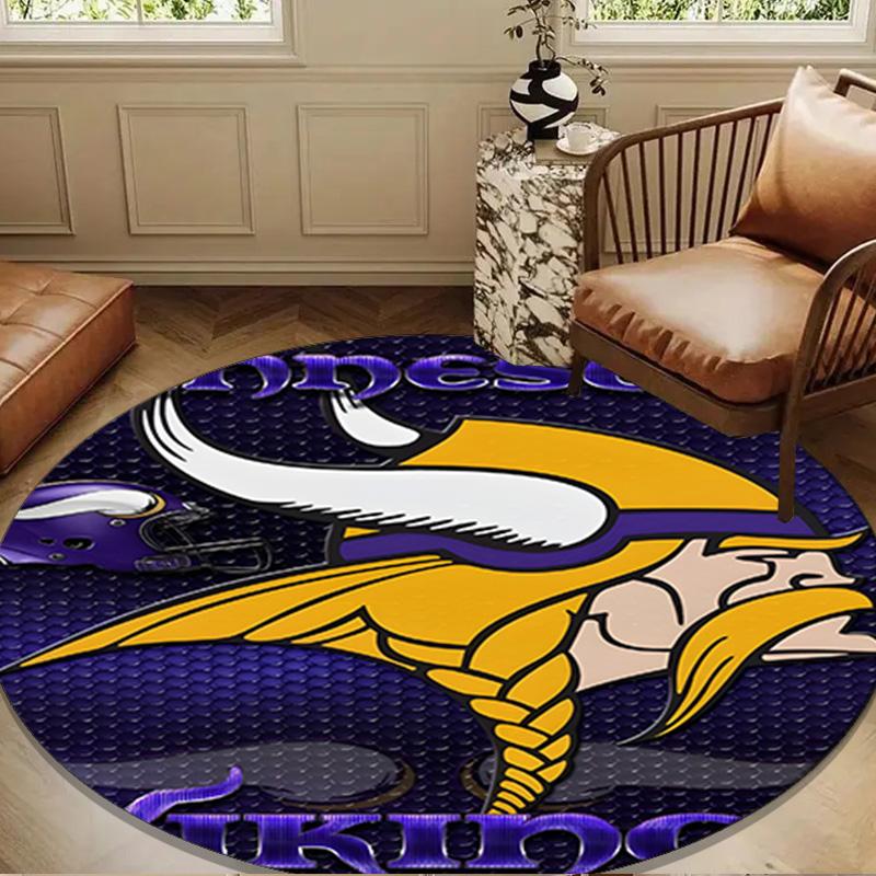 Minnesota Vikings Logo Round Mat, Anti-slip Circle Carpet Chair Rug For livingroom,Bedroom, Doormat Home Decor Gift Christmas Gifts