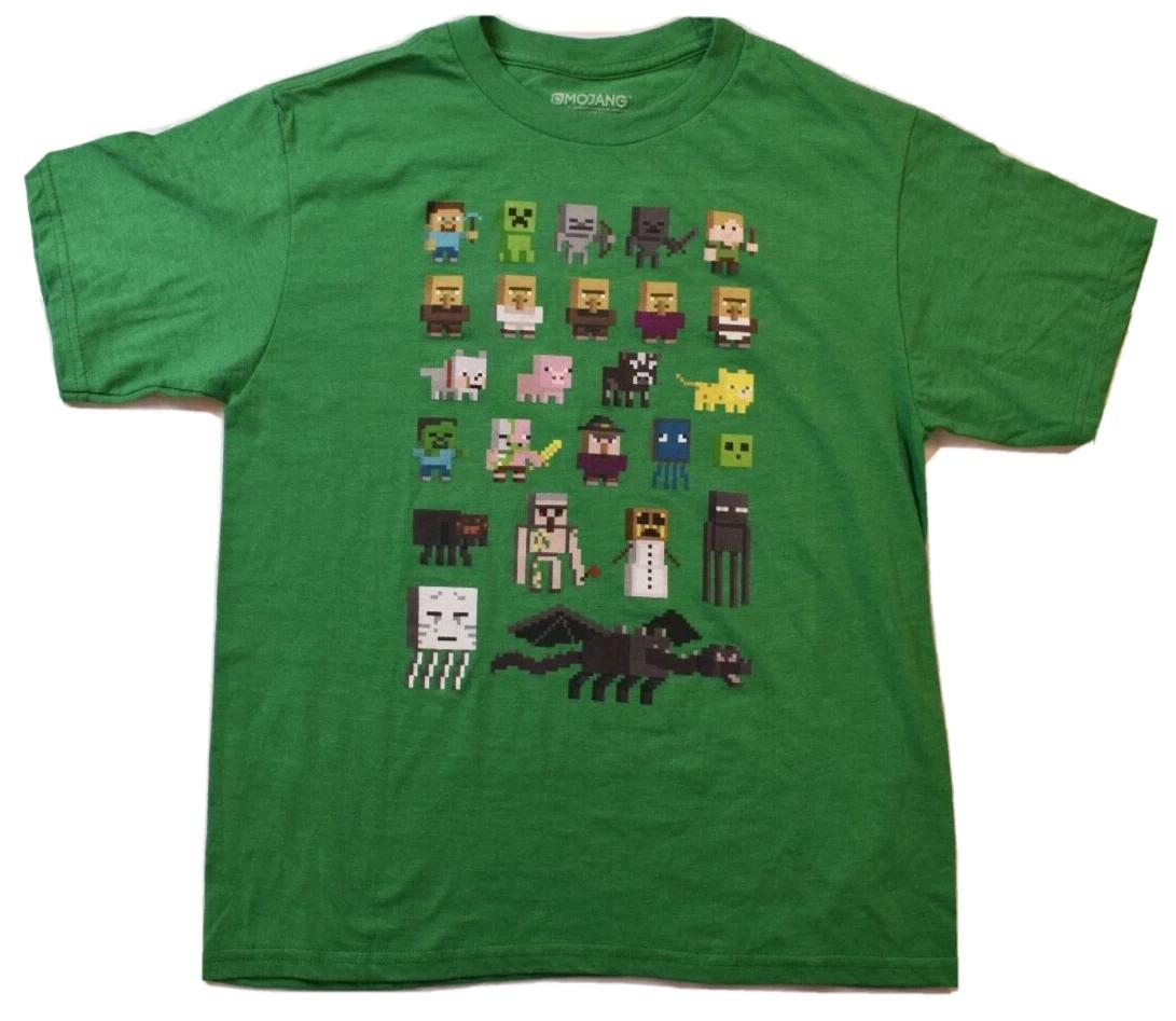 Minecraft Youth Boys Sprites Green Shirt New 2XL (18) XL