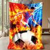 Flaming Soccer Balls in Space Theme blanket Lightweight Warm Flannel Blanket Decorative Throw Blanket for Home Decoration