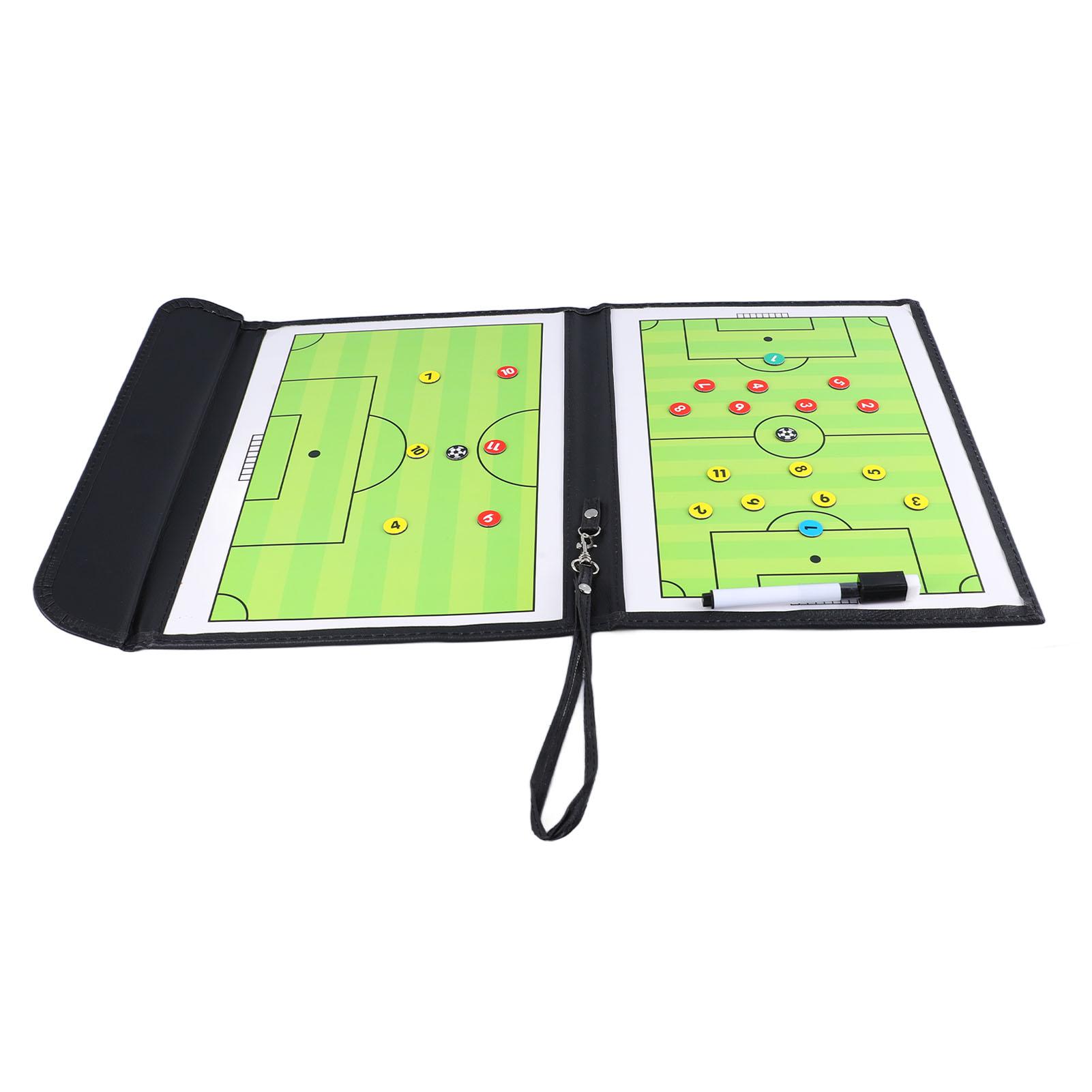 Football Coach Board Portable Folding Soccer Strategy Board with Magnetic Pieces Marker Pen for Match