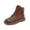 Hollow Martin boots leather short boots fashion retro style women's boots side zipper low tube women's shoes