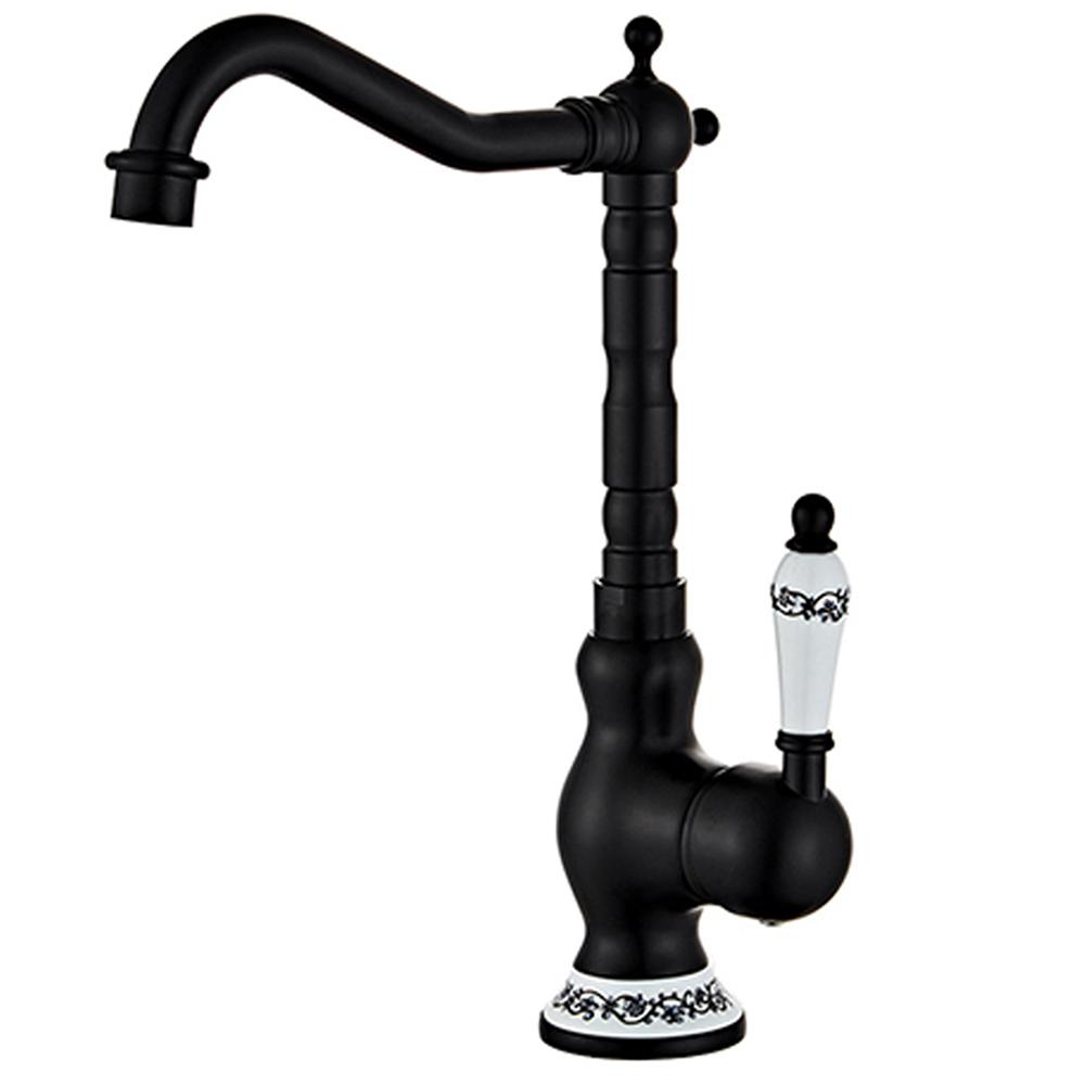 Kitchen Tap 360° Rotatable Vintage Bathroom Tap with Heat and Cold Control Single Ceramic Lever Faucet Home Bathroom Decoration