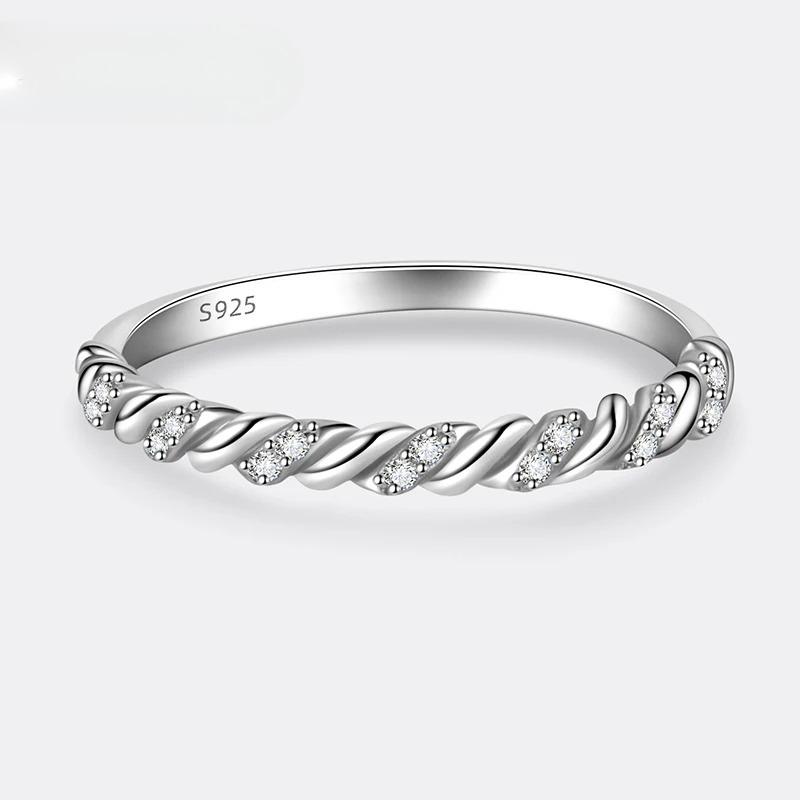 All Moissanite Ring Women s Pure Silver Twisted Pattern Design Laboratory Diamond Wedding High End Jewelry 9