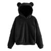 Cozy Women Teddy Bear Ear Hoodie Warm Fleece Plush Sweatshirt Long Sleeve Hooded Pullover
