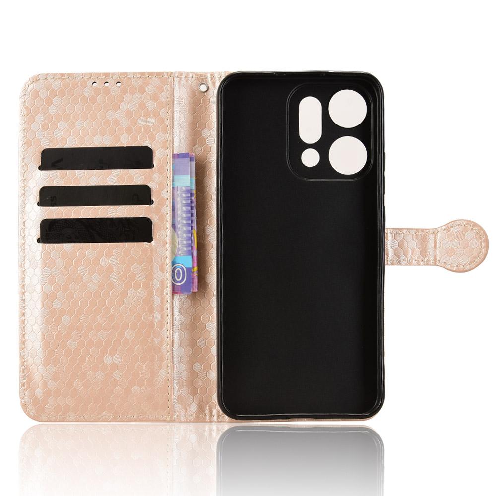 For Oppo Reno14 Pro 5G (Global) Wallet Case Dot Pattern Imprint PU Leather Phone Cover with Wrist Strap