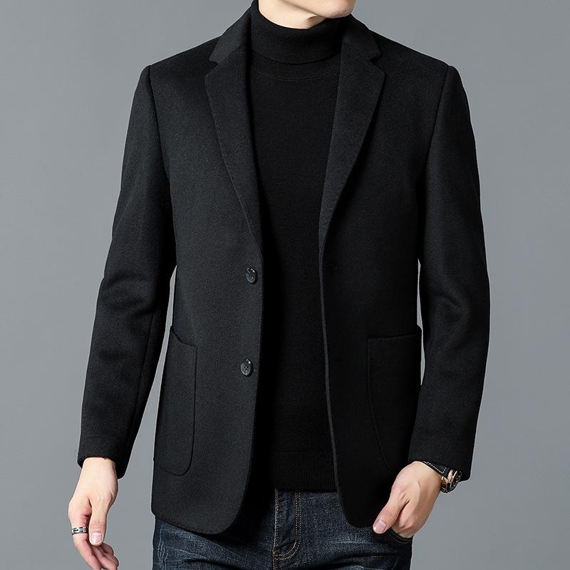 

Мужское осенне-зимнее деловое повседневное высококачественное шерстяное пальто, короткое шерстяное пальто 4XL чёрный