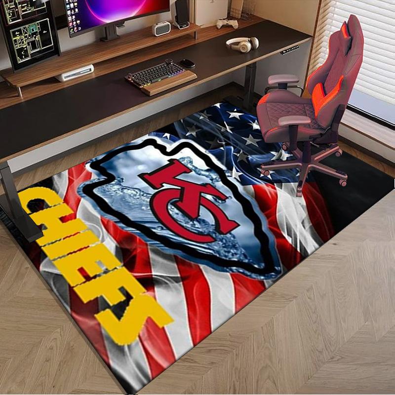 Kansas City Chiefs Football Area Rug for Office, Chair Rug, Decorative Carpet Livingroom Mat, Large Size Fan gifts Christmas gifts