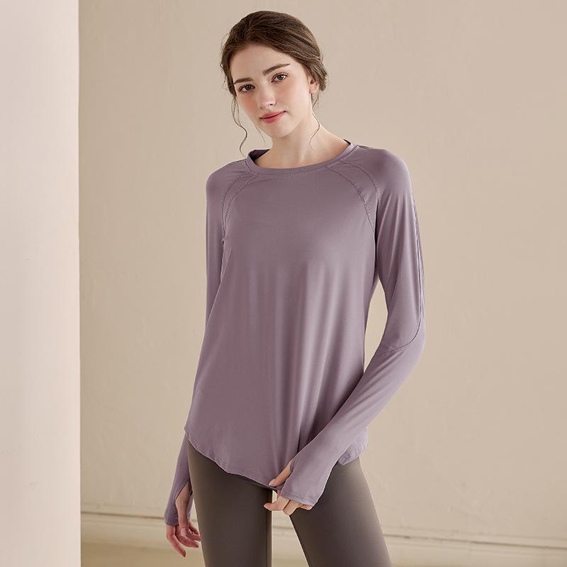 

Женский дышащий спортивный топ с длинным рукавом - Отбеливающая футболка для йоги и бега XXL (145-160 Jin)