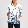 Bata Médica de Mujer con Escote en V, Mangas Tres Cuartos, Aberturas Laterales y Bolsillo Frontal, Estampado Floral, Ajuste Cómodo, Uniforme de Enfermera
