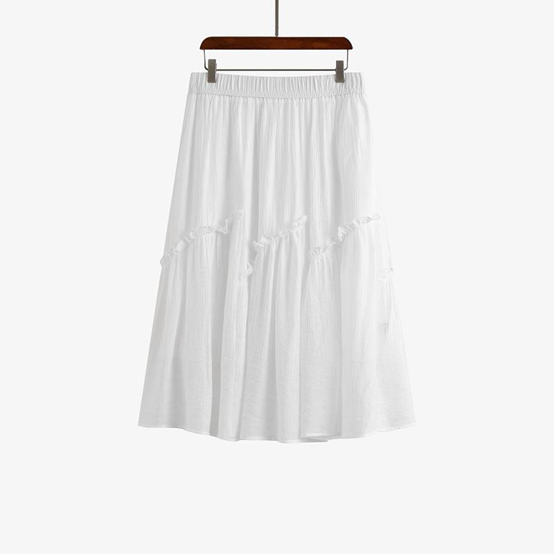 Women's Irregular Black Ear-edge Skirt Summer Style High-waisted Slimming Skirt for Plump Girls