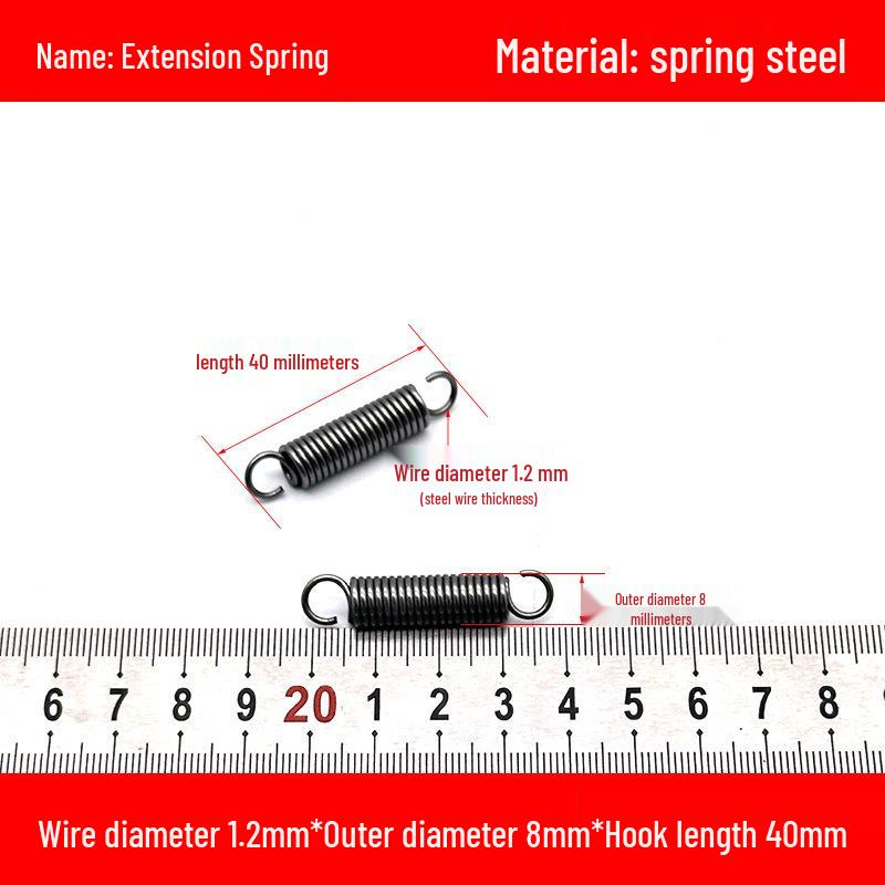 1.2mm Wire Extension Spring with Hook - Soft Tensile Force Spring Accessory
