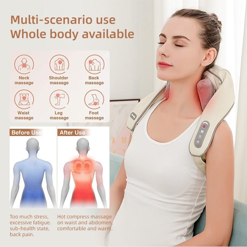 Multi Angle Shoulder Neck Massager Wireless Hands-free Clamp Kneading Muscle Relax Pain Relief Massage Equipment