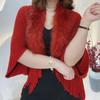 Winter Warm Faux Fur Collar Knitted Tassel Plush Wraps Scarf Womens Knitting Shawl