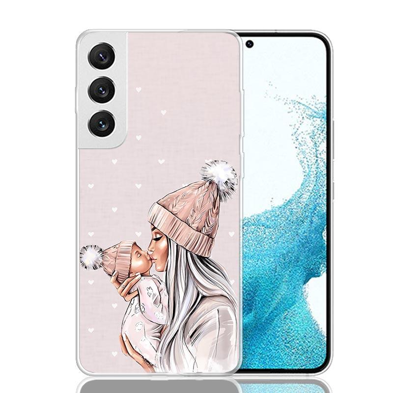 Mom Baby Girls Case Phone Cover for Samsung Galaxy S24 S25 Ultra S23 Plus S22 + S21 S20 FE S10 S25Plus Trend Fundas S24 Ultra S2