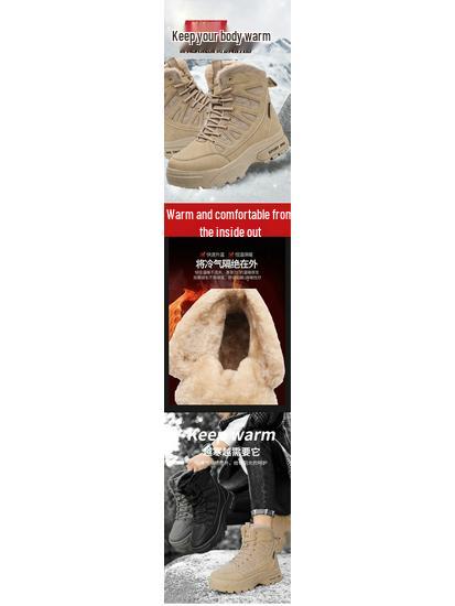 Men's Waterproof Martin Boots - High-Top, Thickened Plus Velvet for Winter Warmth, Non-Slip.