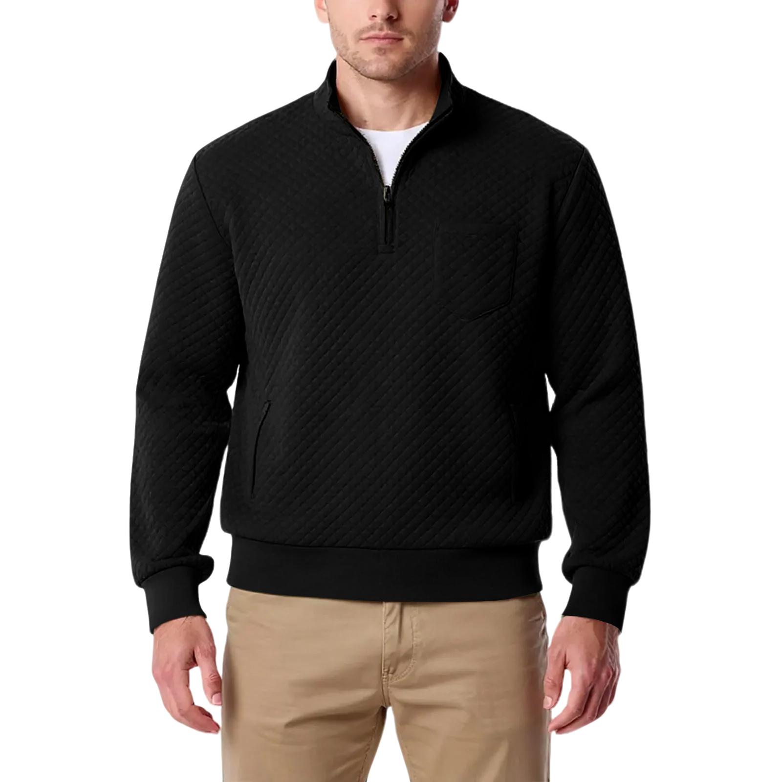 

Men s Stand Up Collar Sweatshirt With Zipper Casual Design M чёрный