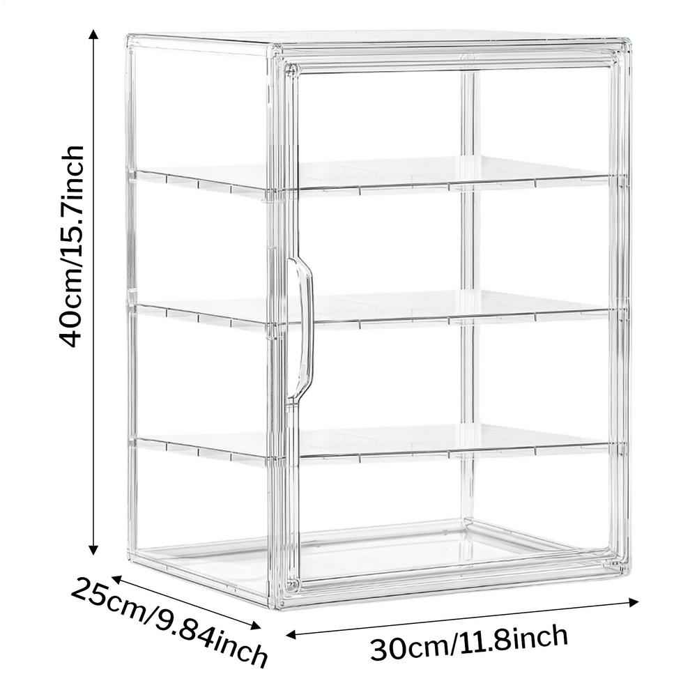 

Clear Bakery Food Display Case 4-Tier Dessert Display Case Bread Box Acrylic Storage Organizer Holder for Pastry Dough Muffin 40x30x25cm чистий