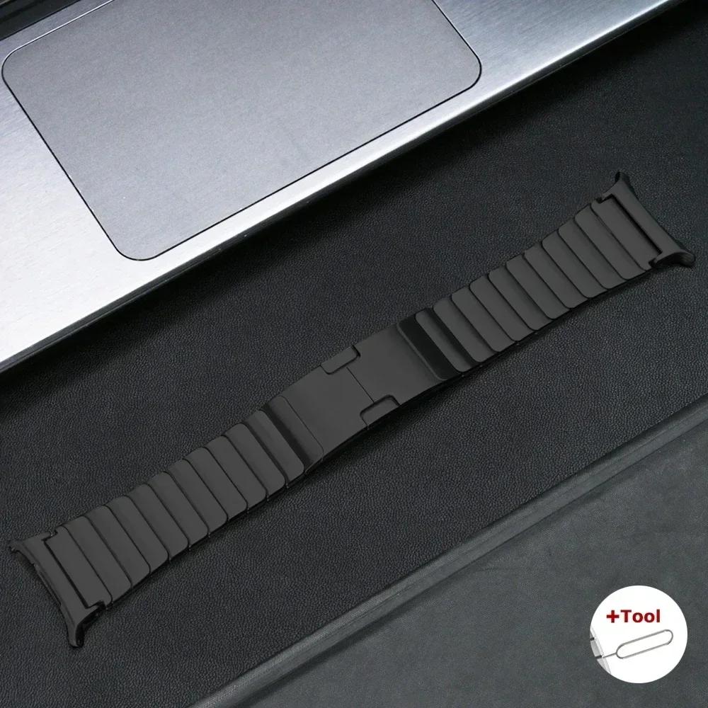 

Ремешок из нержавеющей стали для Samsung Galaxy watch 7 8 44мм 40мм 8Classic 46мм Роскошный мужской браслет для SAMSUNG GALAXY WATCH 4 5 6 7 ULTRA 47ММ Ремешок для часов Galaxy 7 44mm 40mm чёрный