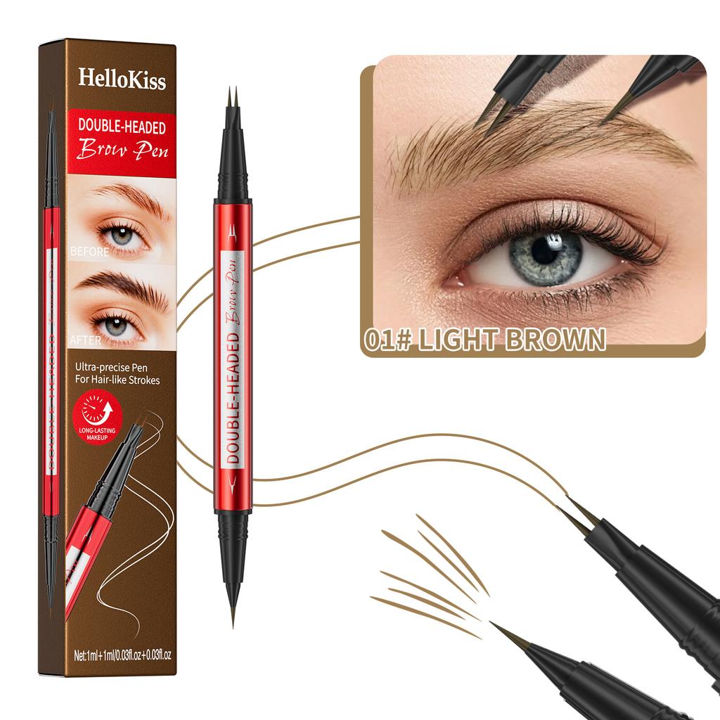 Binary Eyebrow Pencil, Waterproof, Sweat-Proof And Non-Smudging Double-Headed Liquid Wild Eyebrow Pencil