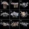 Romantic Hair Jewelry Pearl Leaves Tiara Headpiece Hair Combs Bridal Clips Flower Hair Pin