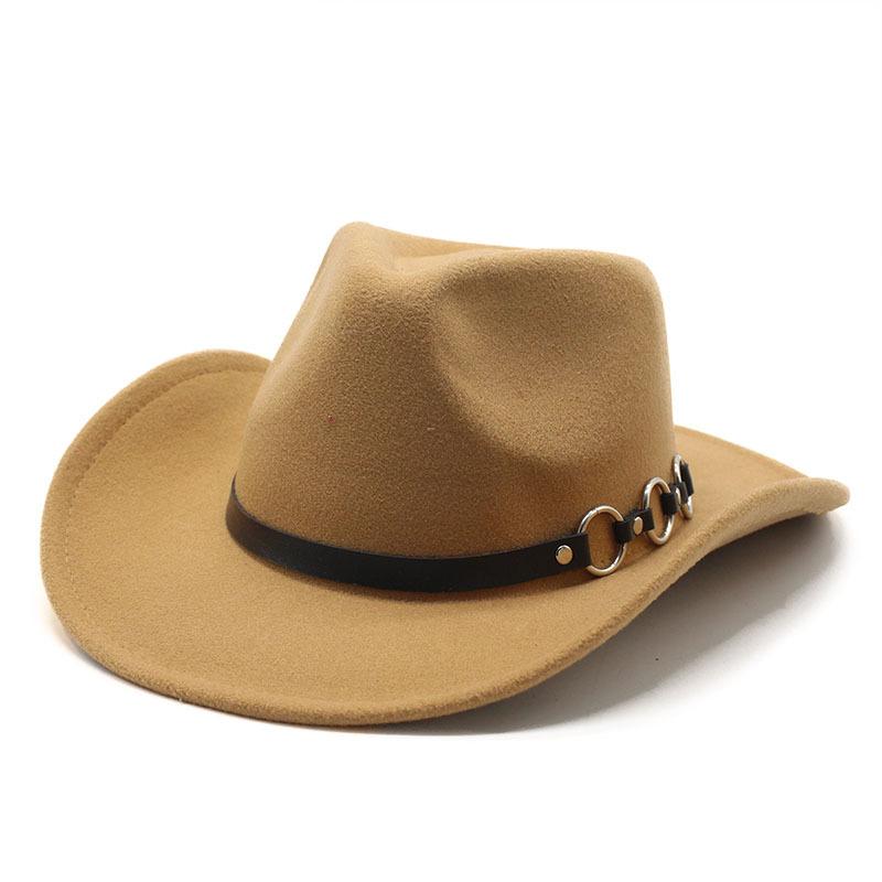 Men And Women Woolen Top Hat Western Cowboy Gentleman Jazz Concave Top Felt Hat