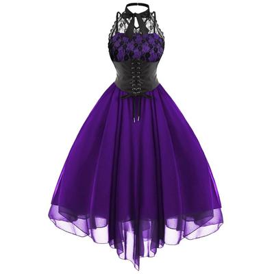 (SU)Dámské sexy krajkové šaty Vintage šaty Retro Court Princess Mini šaty bez rukávů