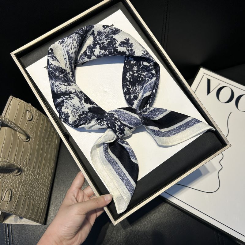 Decorative Simple Texture Silk Scarf Women'S New Style Spring And Autumn Summer Fashion Versatile Headscarf Work Scarf