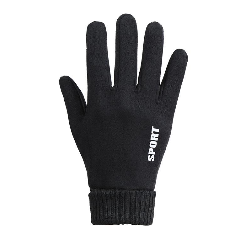 

Autumn and Winter Gloves for Men and Women Suede Couples Takeaway Cycling Outdoor Sports Plus Velvet Touch Screen Warm Gloves One Size