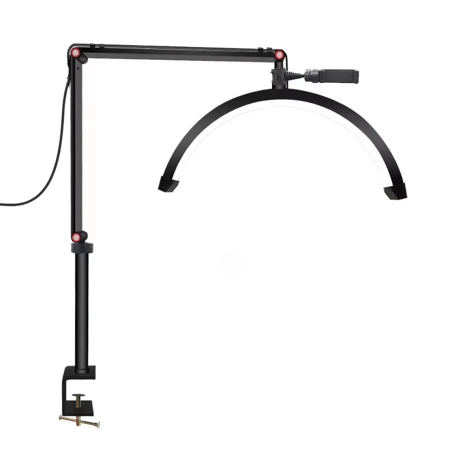 Desktop LED Nail Light White Half-moon Fill Light 3000K-6000K C-Clamp for Beauty Salon