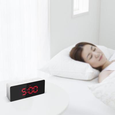 Digital LED Display Alarm Clock USB & Battery Operated Mirror Face Design