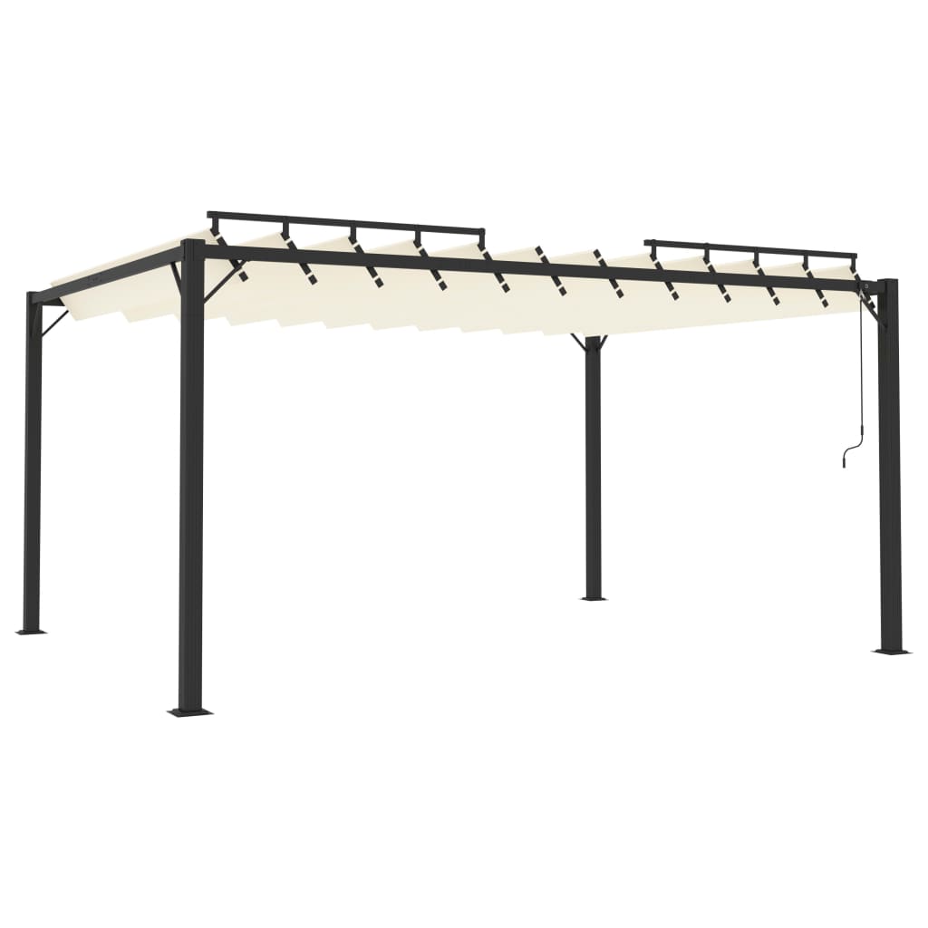 Pergola mit verstellbarem Lamellendach 3 x 4 m Cremefarbener Stoff und Aluminium