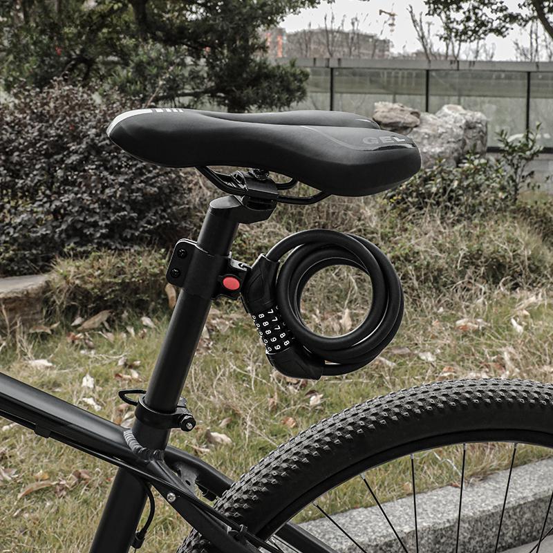 Mountain Bike Lock Electric Stainless Steel Password Fixed Portable Anti Theft Steel Wire Chain Lock Bike Accessories