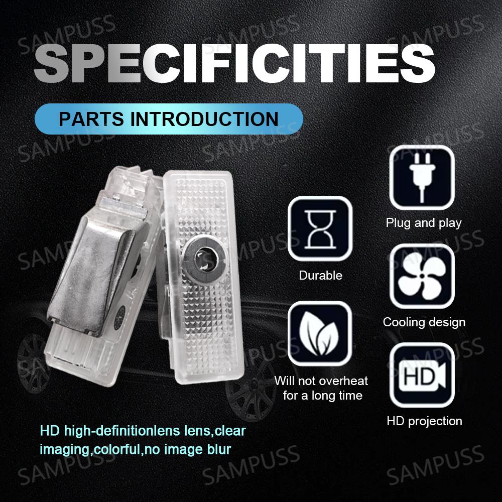 2Pcs LED Car HD Door Welcome Lights For BMW G11 G12 G30 G32 GO1 F45 F46 F48 F49 M3 M5 E60 E61 E63 E64 E65 E68