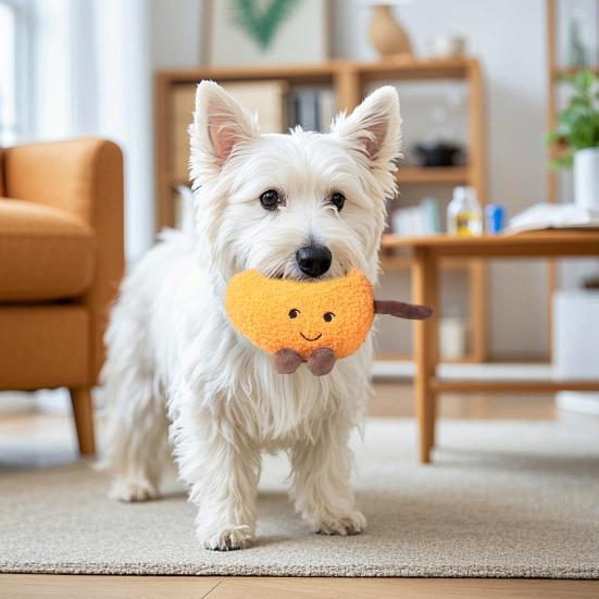 Plush Fruit Dog Toy Bite Resistant Squeaky Chew Avocado Mango Watermelon Pineapple Plushie Boredom Stress Relief Dog Teething Interactive