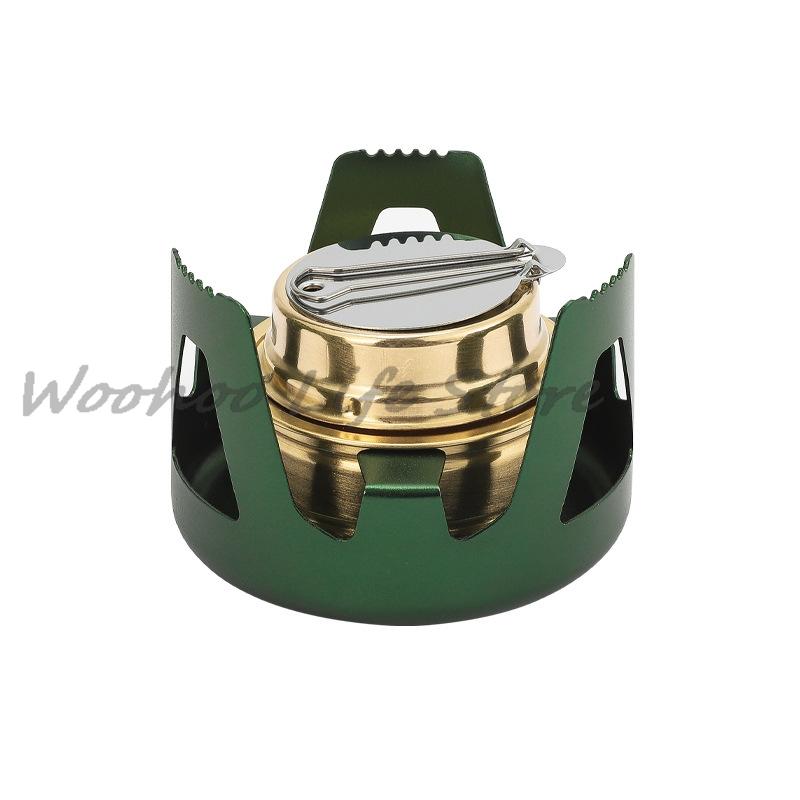 Ultralight Portable Mini Alcohol Stove, Adjustable Flame Brass Burner with Aluminum Alloy Stand for Camping