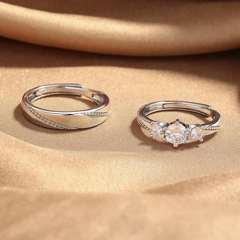 Regulowany Pierścionek Zaręczynowy dla Pary Miłość od Pierwszego Wejrzenia: Prosty, Luksusowy i Elegancki na Palec Wskazujący