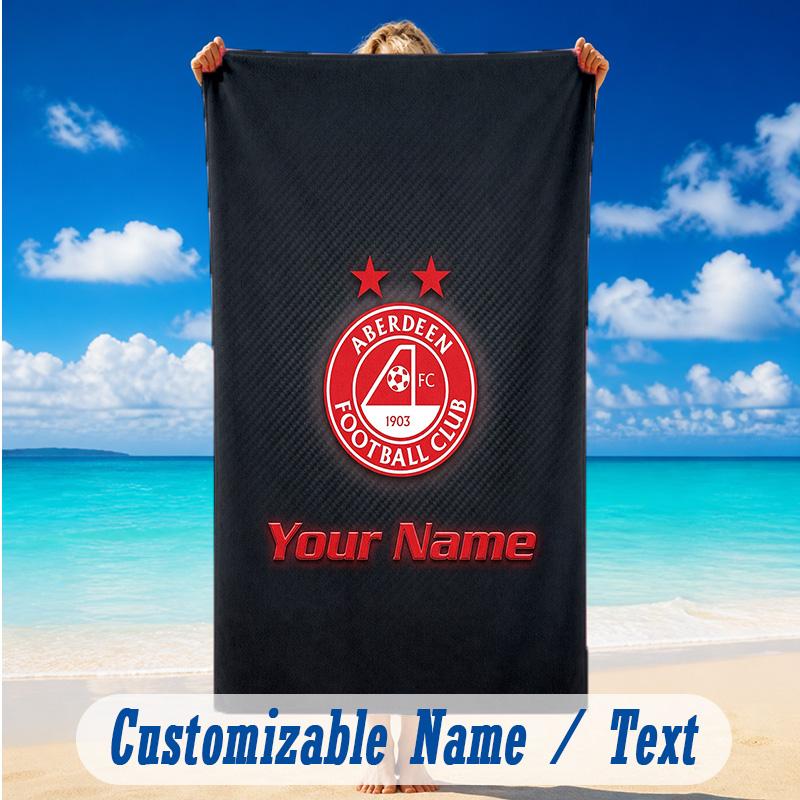 Beach Towel Custom Name Text, Quick Dry Large Towel For Beach HomeAberdeen FC