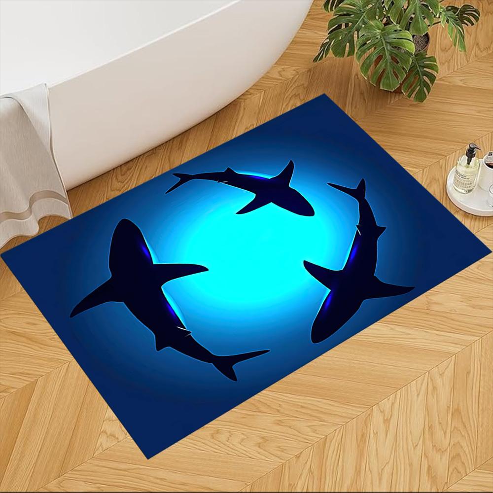 Sharks In Deep Blue Ocean Non-Slip Home Carpet Design for Office Decor Living Room Bedroom Gift