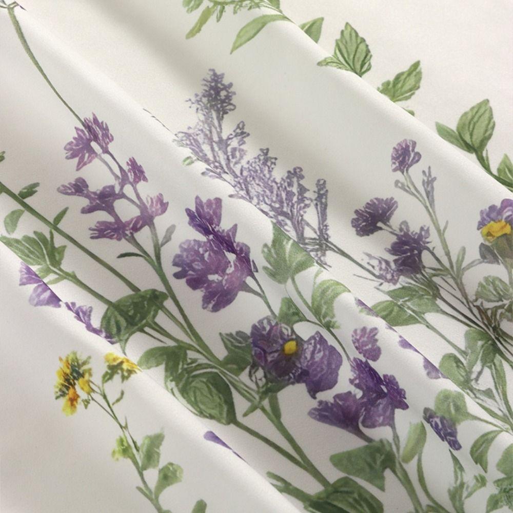 Butterfly Lavender Print Cabinet Window Decor Partition Voile Curtain  for Living Room Bedroom