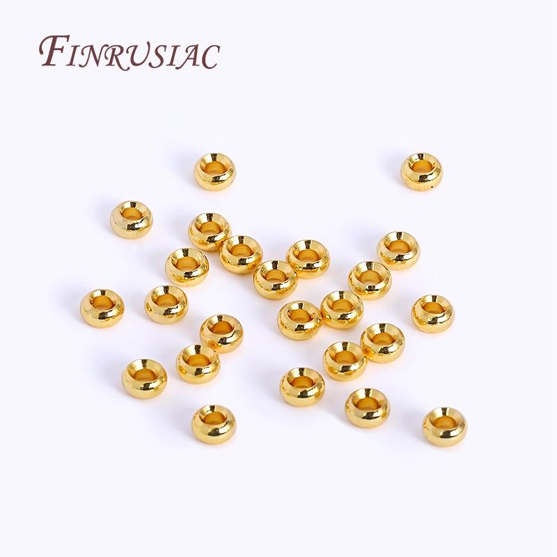 2 Sizes 18K Gold Plated Roundel Spacer Beads Brass Metal Loose Beads Separators For DIY Bracelet Beading Jewelry Accessories