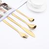 Gold 24 Pieces Cutlery Set 304 Stainless Steel Drop Shaped Teaspoons Dinnerware Kitchen Knife Fork Spoons Tea Spoon Tableware