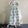 Short Sleeve Plus Size Cotton Vintage Floral New In Dresses for Women Casual Loose Long Summer Dress
