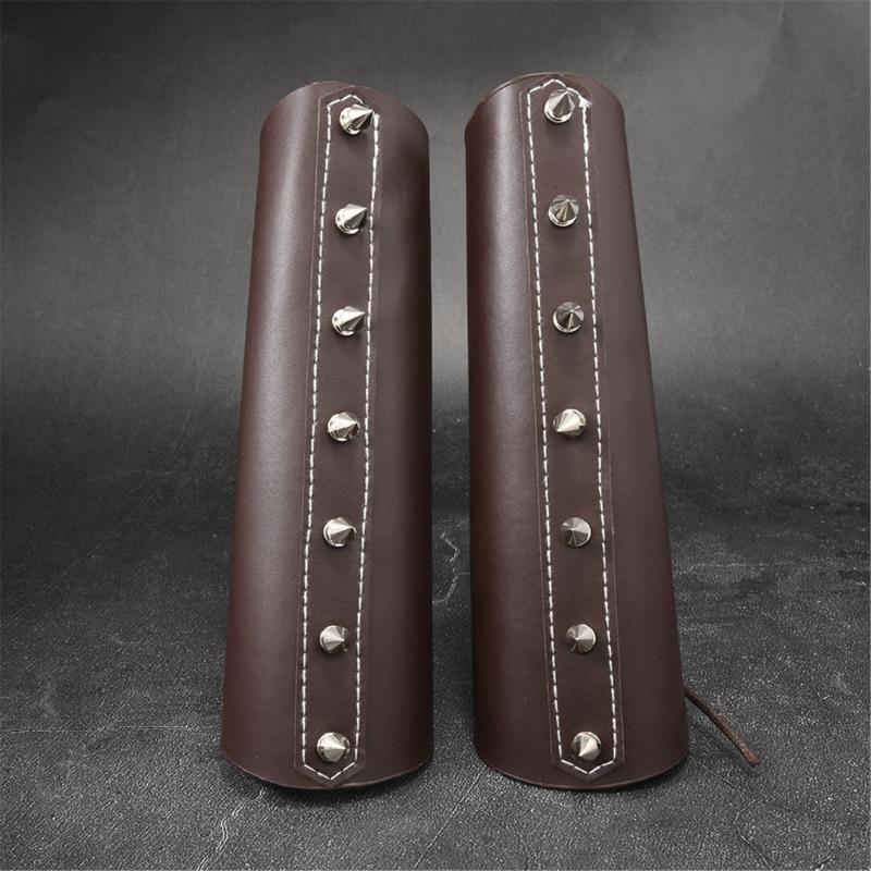 1PC Punk PU Leather Motorcycle Wristbands Adjustable Arm Guards For Men Women Cycling Outdoor Activity
