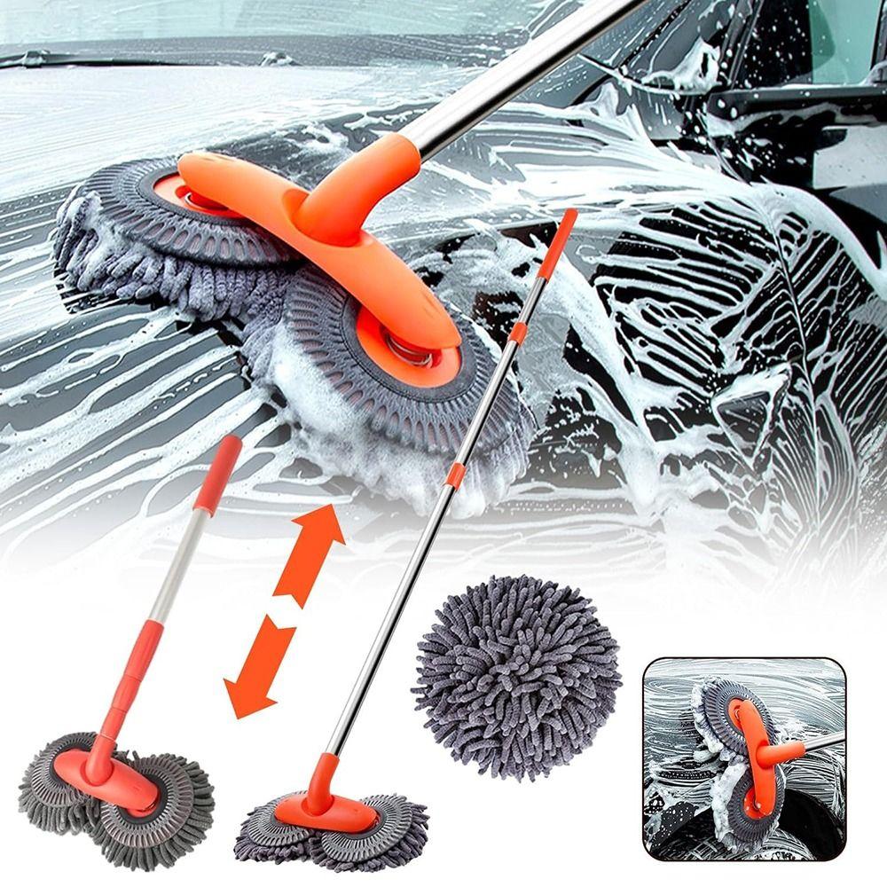 Three-Section Telescopic Car Washer Mop Double Brush Head Car Cleaning Kit  Vehicles
