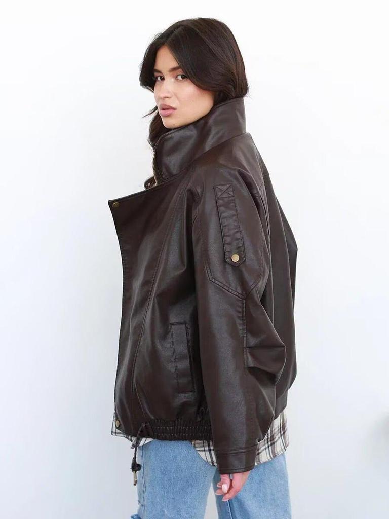 2025 Spanish Lamb Bubble Leather Double-Layer PU Motorcycle Jacket