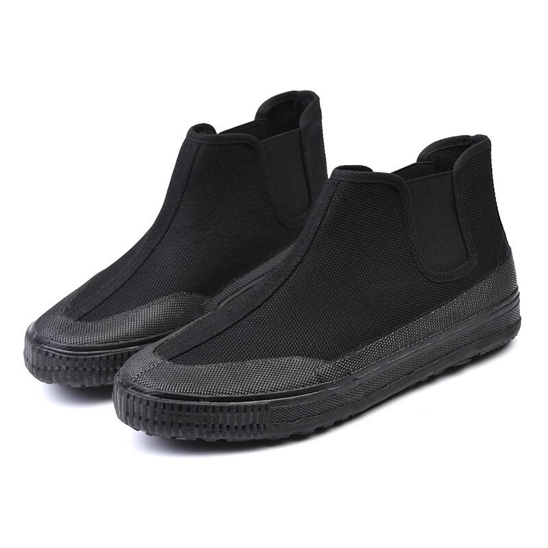 Yinuoshi Men s Black Slip-On High-Top Canvas Work Shoes чёрный