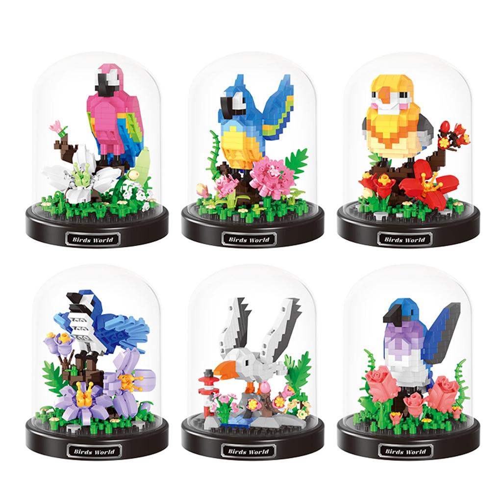 LULUFUN Insect Collection Toy, Mini Bird Blocks, Set of 6, Toy, Birthday Gift, Bird Blocks, with Case, Mother's Day, Father's Day, Men, Women,