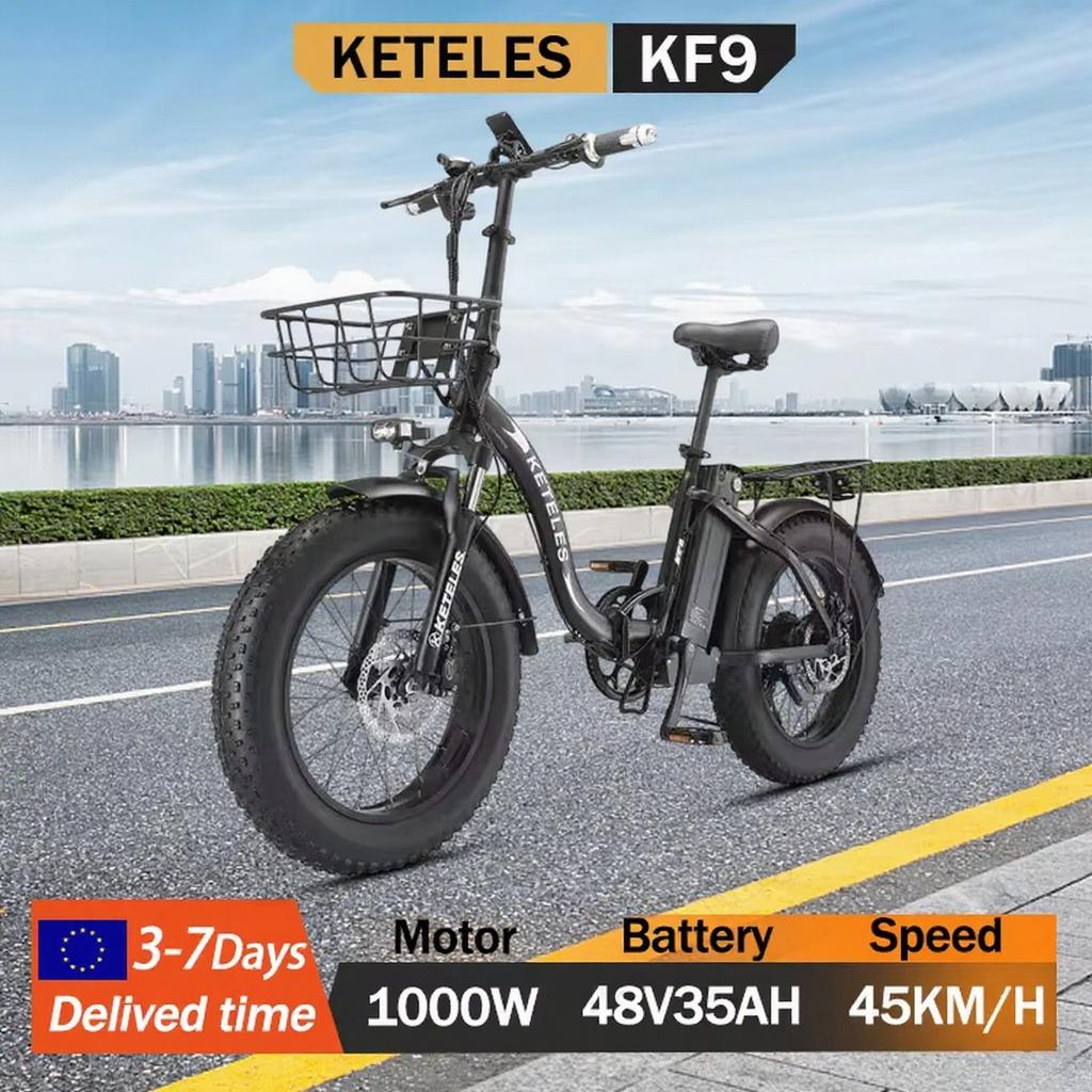 KETELES KF9 Elektrofahrrad 1000W Doppelmotor 48V35AH Lithiumbatterie Faltbares Elektrofahrrad für Erwachsene 20*4.0-Zoll Fat Tire Schnee E-Bike